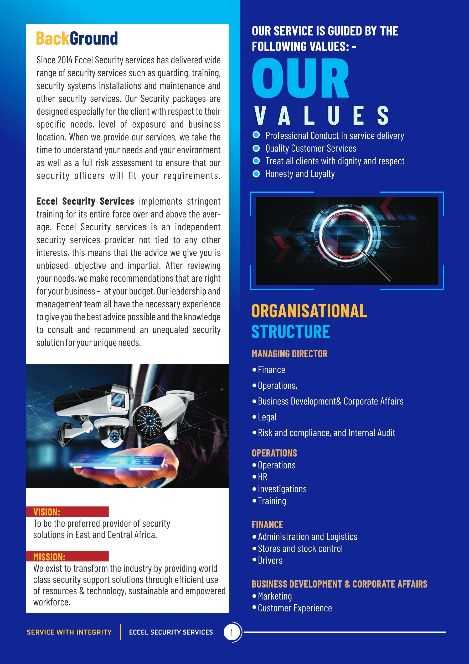 Background, vision, mission, and values